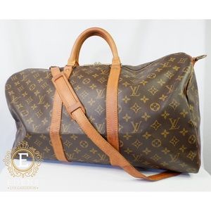 •Authentic LV Keepall Bandouliere 50•